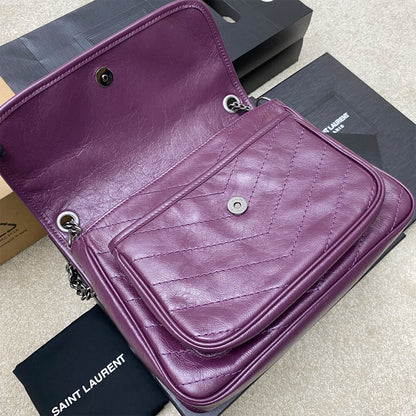 YSL NIKI MEDIUM IN CRINKLED VINTAGE LEATHER(HIGH-END GRADE)