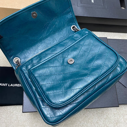 YSL NIKI MEDIUM IN CRINKLED VINTAGE LEATHER(HIGH-END GRADE)