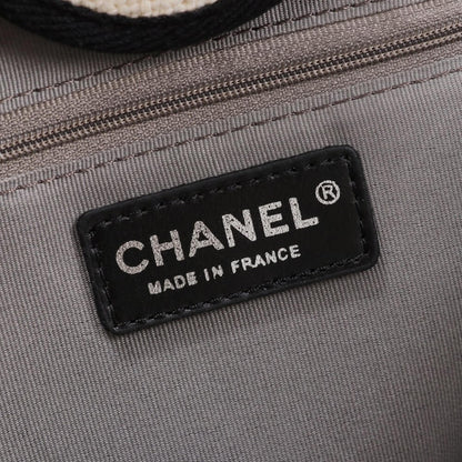 CHANEL Woven Straw Raffia Striped Medium Deauville Tote