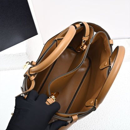 Prada Buckle medium leather handbag with double belt(high-end grade)