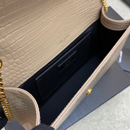 YSL kate medium tassel in crocodile-embossed leather