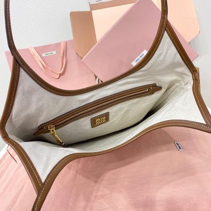 MIUMIU REGULAR IVY canvas and leather bag(HIGH-END GRADE)
