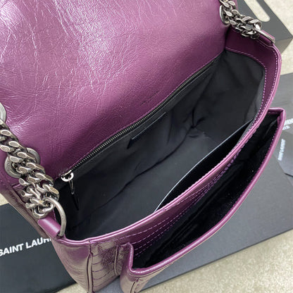 YSL NIKI MEDIUM IN CRINKLED VINTAGE LEATHER(HIGH-END GRADE)