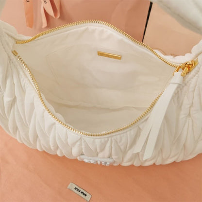 Miu Wander matelasse regenerated nylon hobo bag